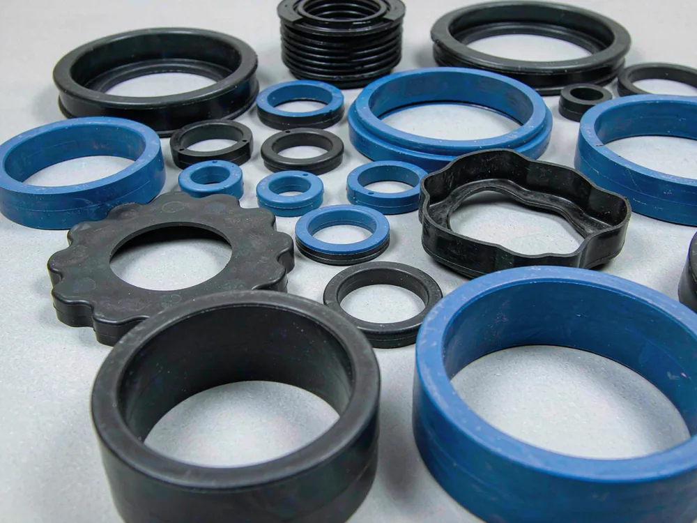Automotive silicone seals, O-rings and gaskets in black and blue