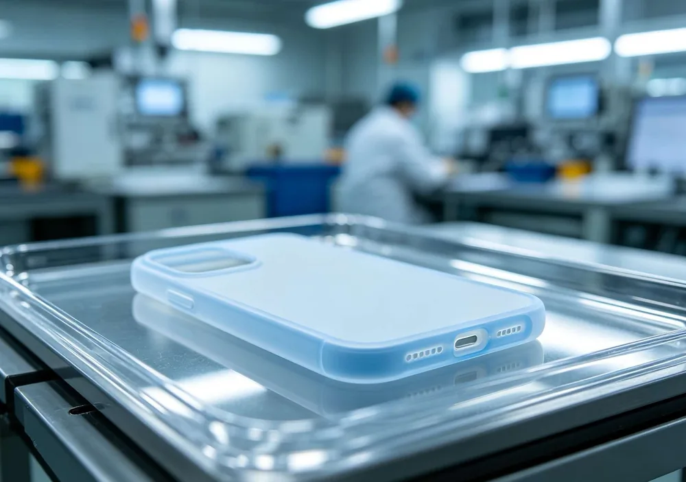 Translucent silicone phone case on the CYES production line