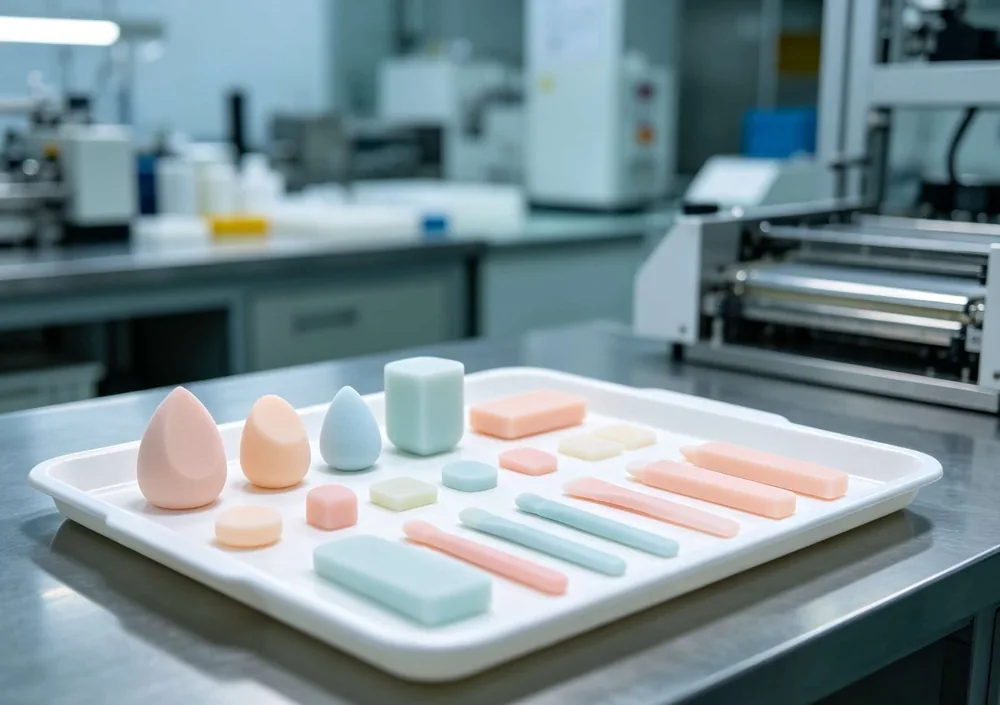Silicone makeup puffs and sponges in assorted pastel colors at CYES