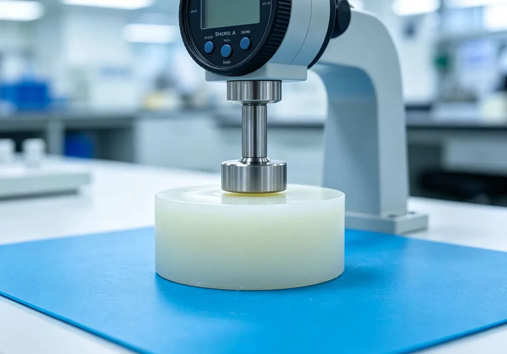 Shore A durometer testing silicone hardness