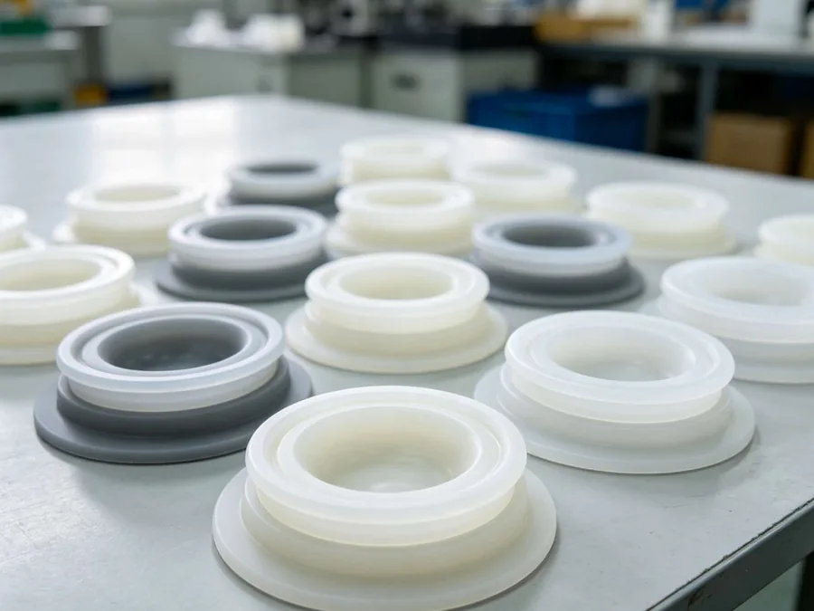 Silicone suction cups with concave rims for vacuum mounting, produced at the CYES SILICONE factory