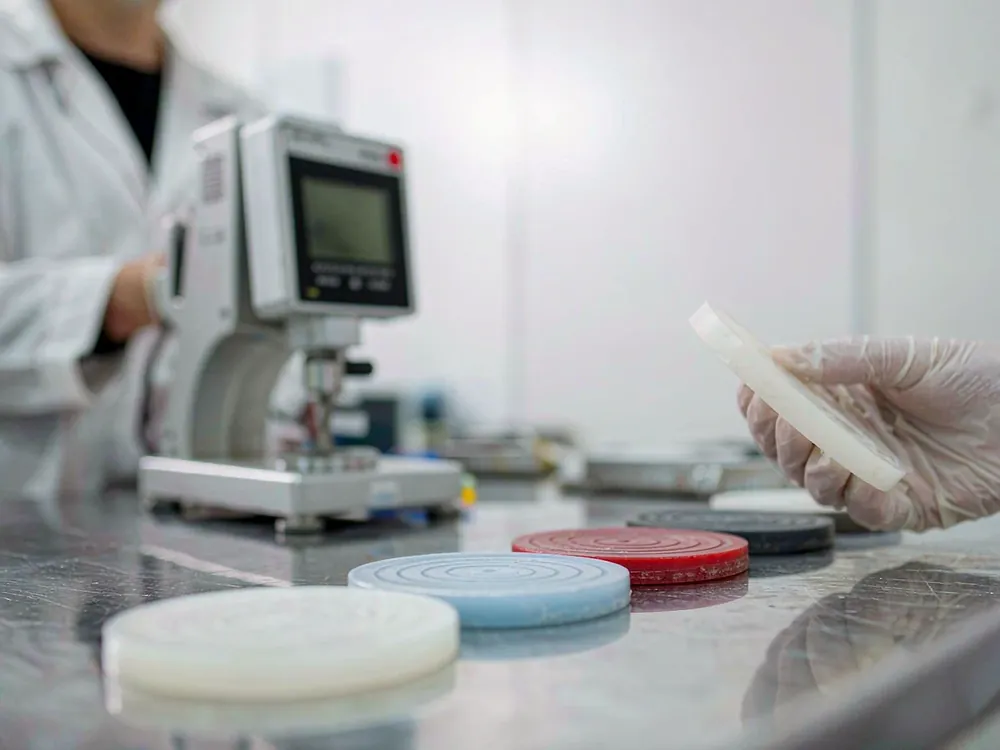 Silicone rubber samples tested for Shore hardness from 20A to 80A in the CYES quality lab